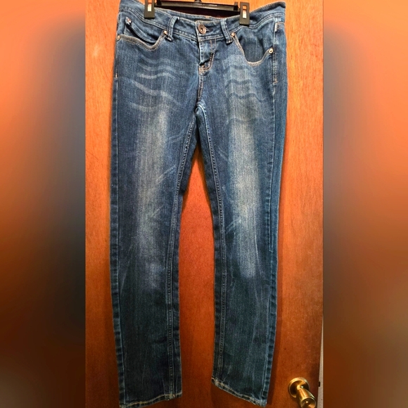 Paris Blues Denim - Paris Blues Blue Straight Leg Jeans Natural Distressing Sz9